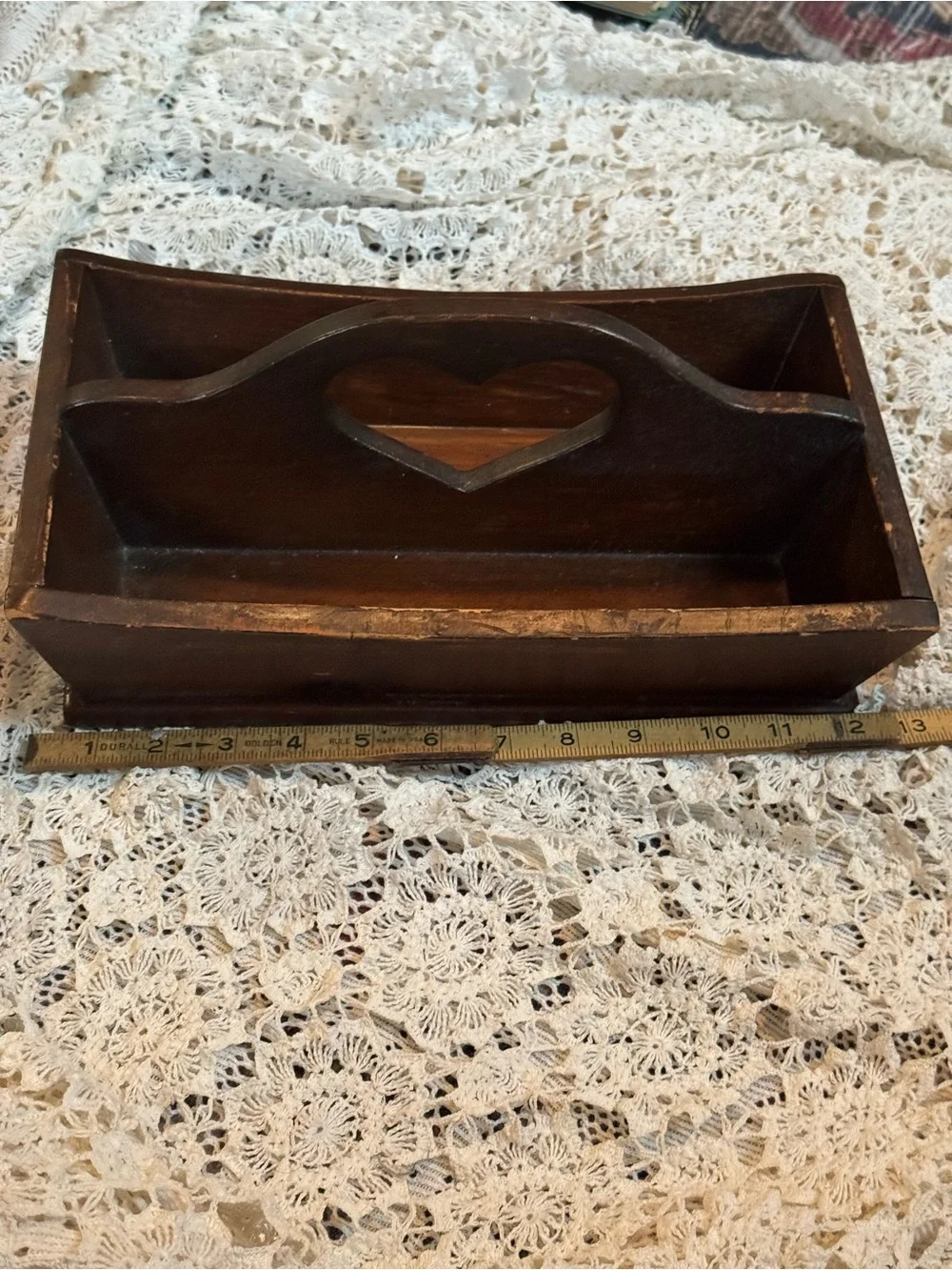Vintage Wooden Caddy in Dark Brown